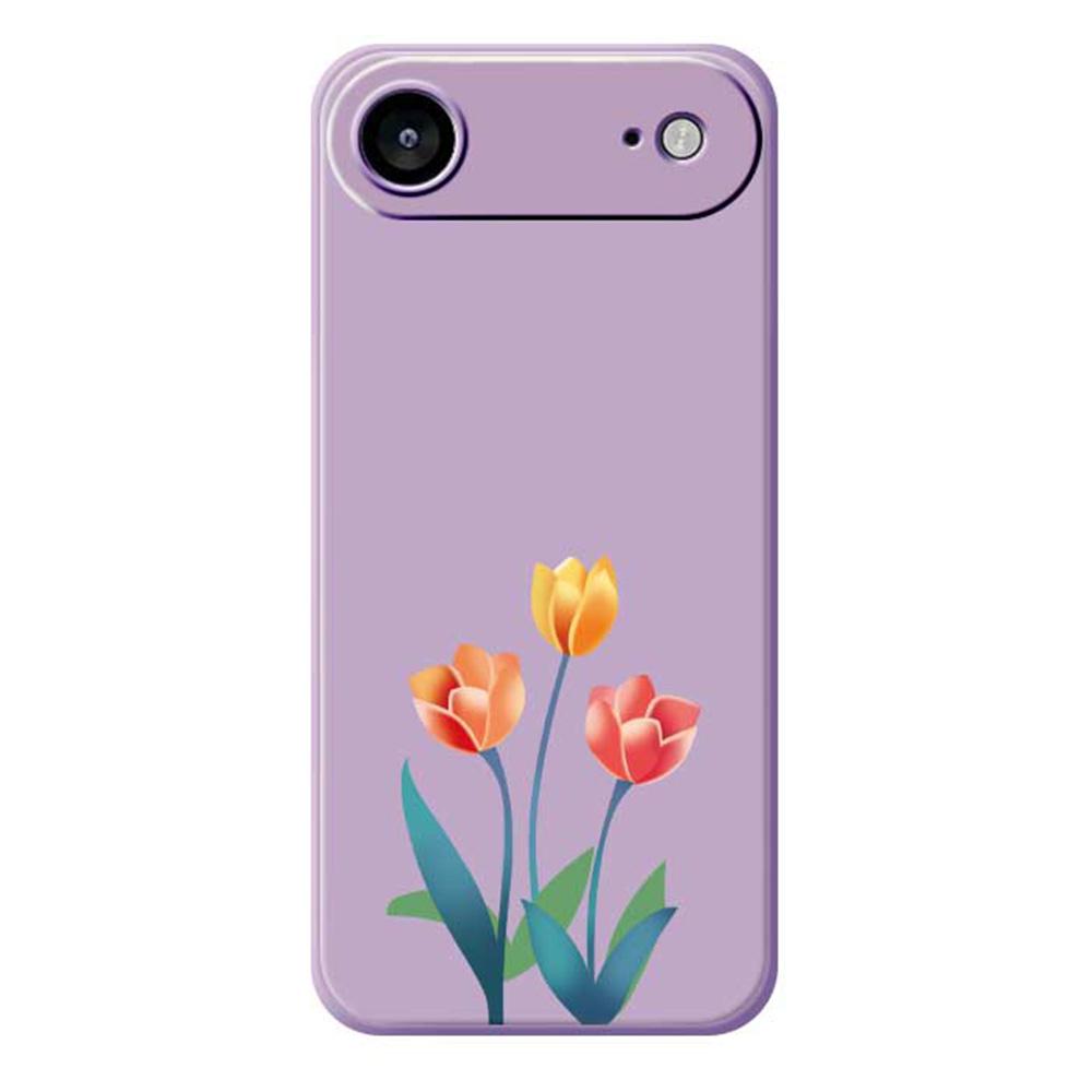 For iPhone 17 Air Case Three Flowers Pattern Printing Straight Edge TPU Phone Back Cover