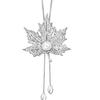 European and American jewelry, Korean version of fashion rhinestone maple leaf pearl long necklace women's sweater chain accessories 9111