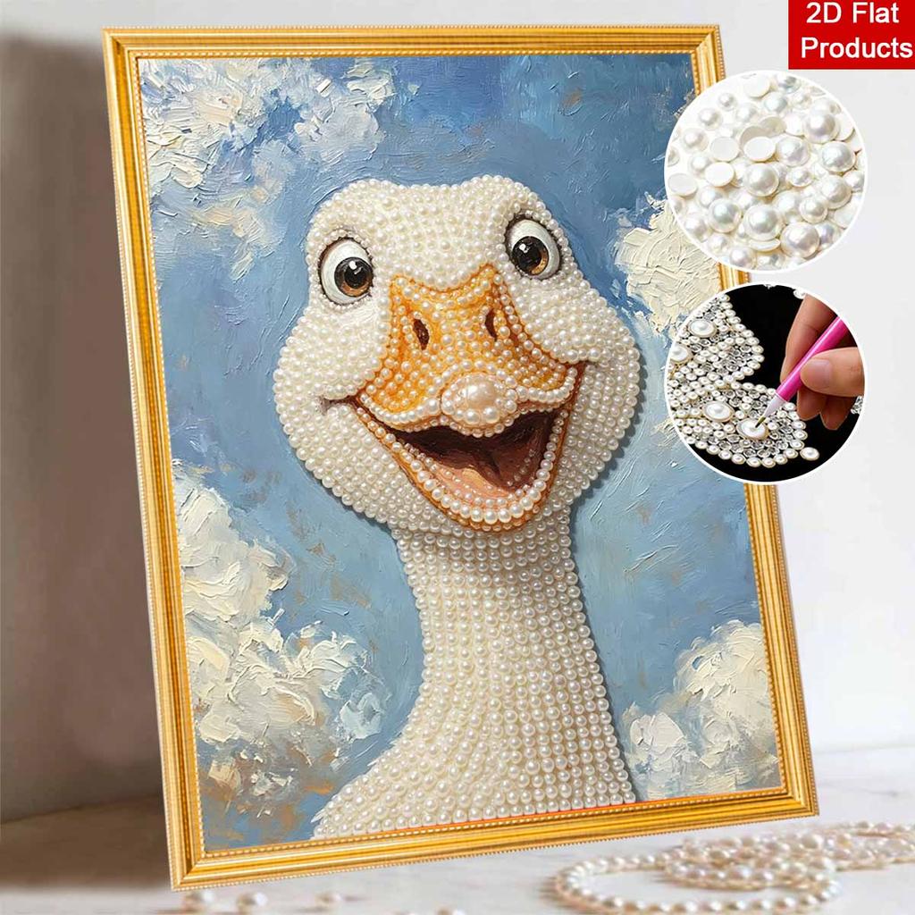 Pearl swan art canvas wall decoration bedroom living room pearl mosaic oil painting texture funny animal portrait home decor wall art
