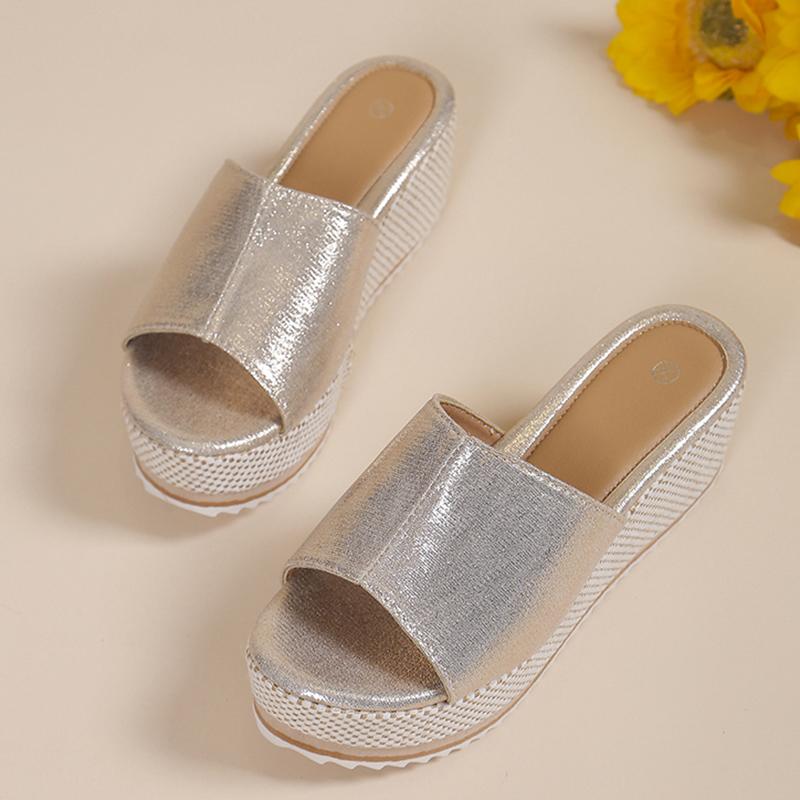 Fashion 2025 Summer Chunky Platform Slippers for Women Pu Leather Wedges High Heel Sandals Woman Plus Size 36-43 Beach Sandles Female