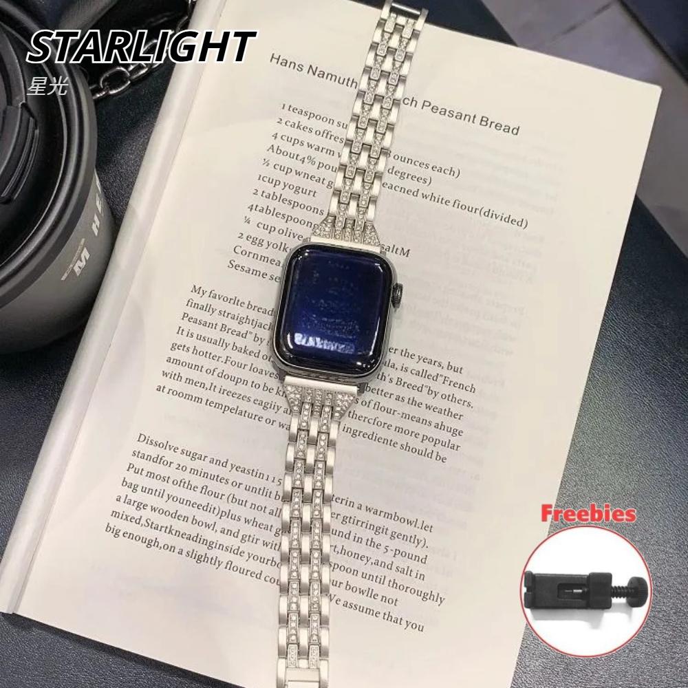 Блестящий металлический ремешок для Apple Watch Ultra Ремешки 49 мм 38 40 41 42 44 45 46 мм Ювелирный металлический ремешок с бриллиантами для iWatch Серии 11 10 9 8 7 6 5 4 3