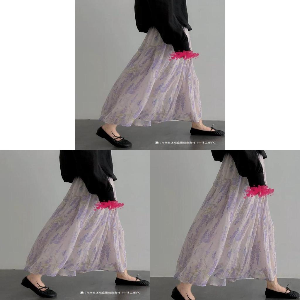 Vintage French Floral Midi Skirt With High Waist For Elegant Summer Wear