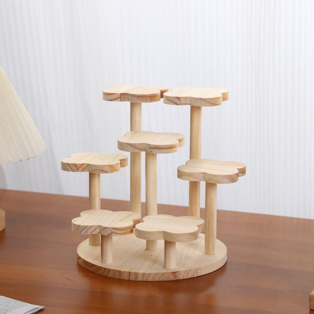 Multi Tier Desktop Display Stand Decorative Storage Rack Portable Wooden Storage Shelf  Table