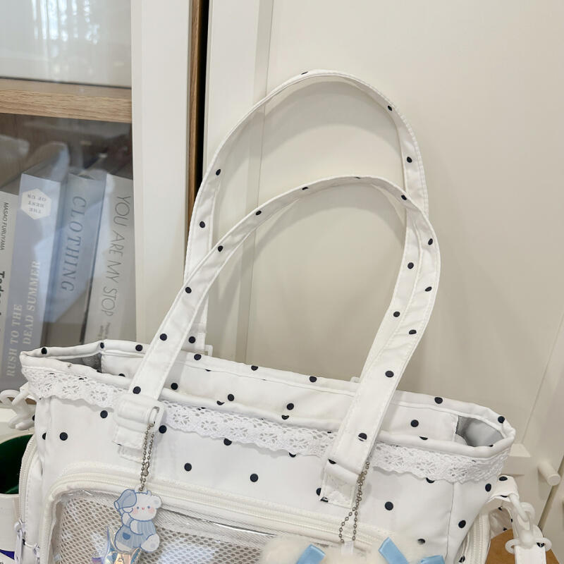 Кружевная прозрачная сумка в горошек, на плечо, для учеников средней школы