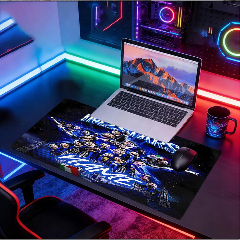 Custom Name Personalized Football Club Internazionale Pattern Mousepad, Laptop PC Desk Mat, Decorative Desk Mat for Home Keyboard Pad Gift