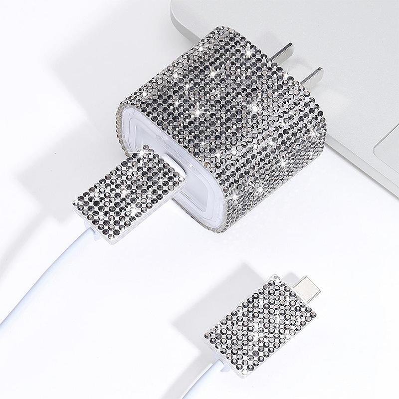 Защитный чехол для кабеля и головки зарядного устройства Sparkle Diamond для зарядных устройств Apple 20 Вт - Защита от укусов проводов