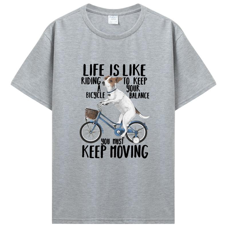 Humor Jack Russell Terrier TShirt Premium Tshirt Casual Riding A Bicycle Tee Dog Lover T Shirt Mens Clothing