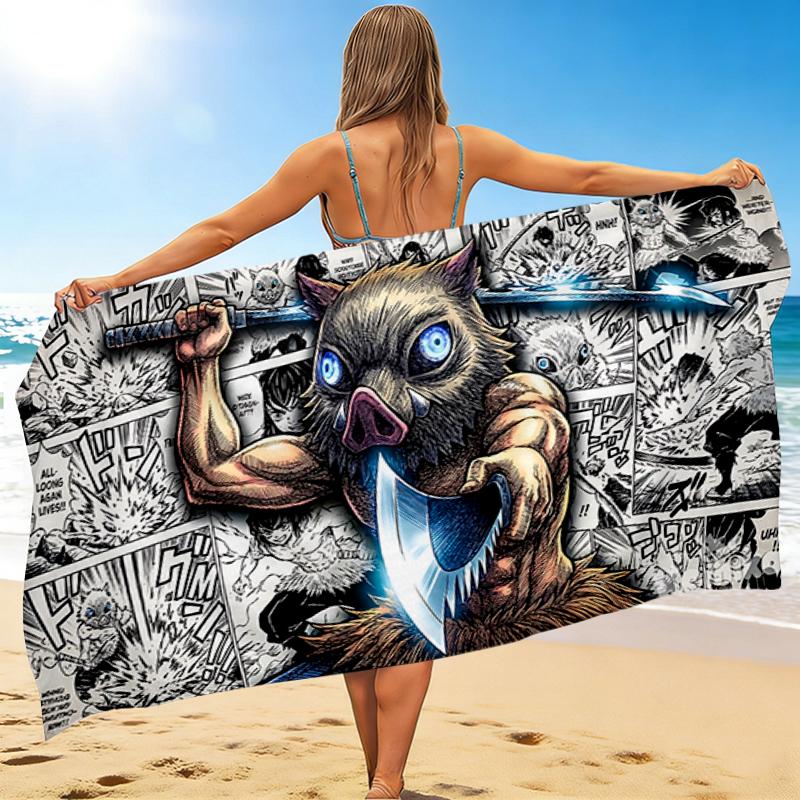 1Pc Warrior Cat'S Tale Beach Towel Quick Dry Multiuse For Beach Pool Gym Yoga Home Travel Christmas Halloween Xmas Gift S1730