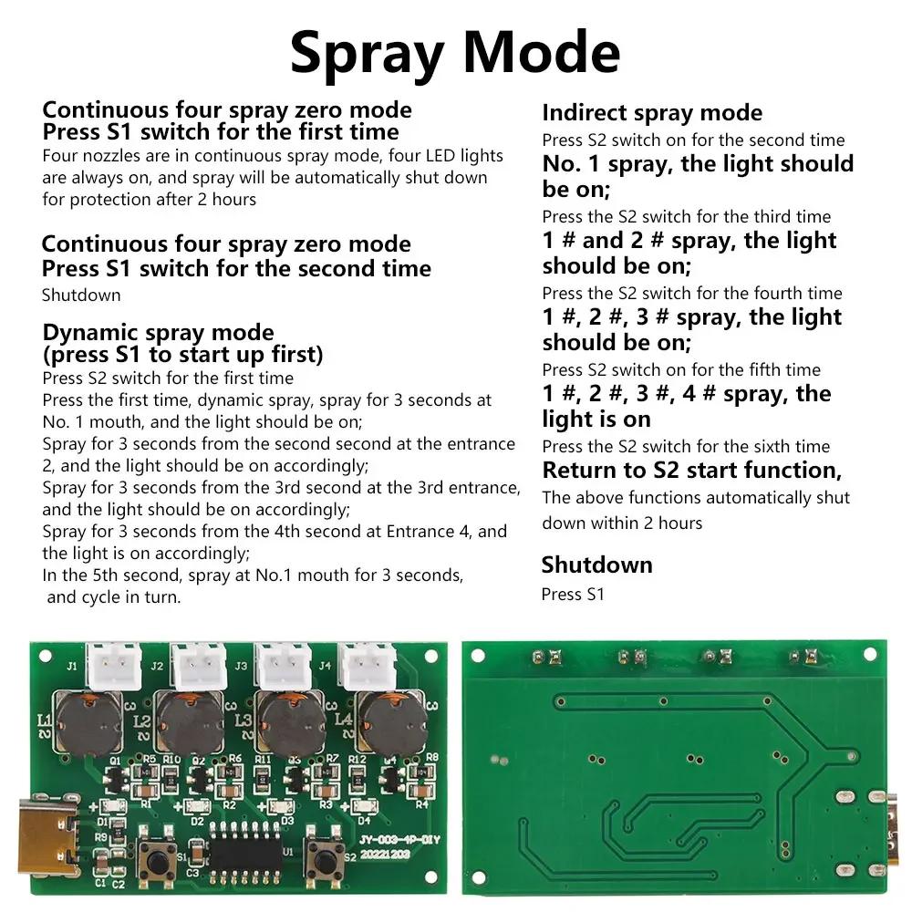 Four spray humidifier USB Mini Humidifier DIY Kits Mist Maker and Driver Circuit Board Fogger Atomization Film Atomizer Sheet