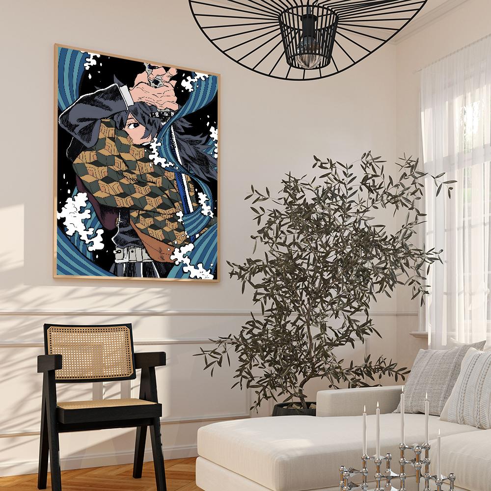 Клинок рассекающий демонов Томиока Гию Сделай сам липкий постер Фантазийная наклейка на стену для украшения гостиной, бара, декор стены