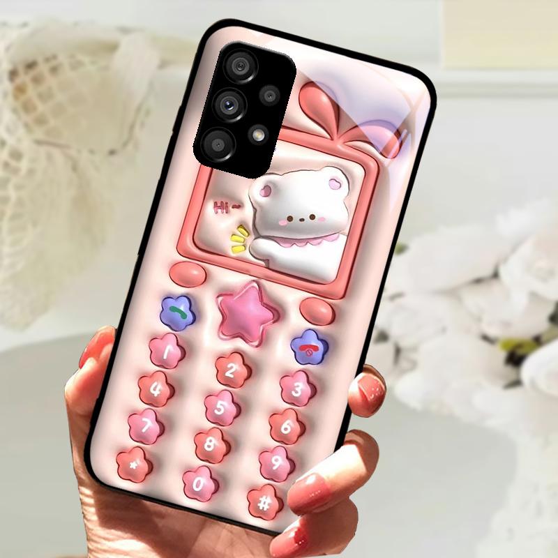 Стеклянный Чехол Для Samsung A13 A23 4G 5G Мультяшный Закаленный Стеклянный Чехол Для Телефона Для Galaxy A33 A53 A73 5G Жесткий ПК Стеклянный Защитный Чехол