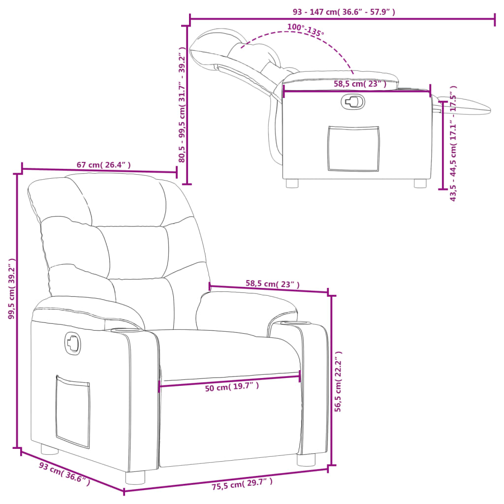 Relax Chair in Cappuccino Brown Artificial Leather