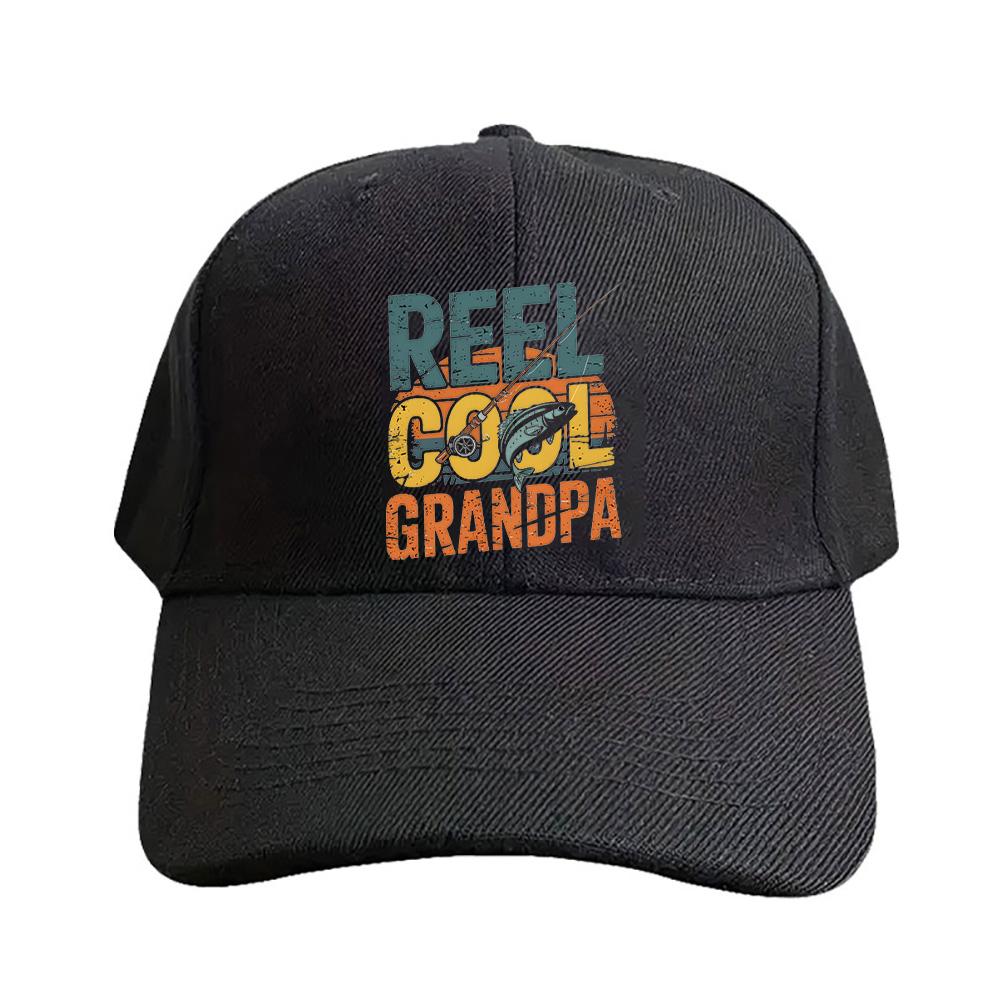 Vintage REEL COOL GRANDPA Fishing Woman Man Baseball Cap Adult Adjustable with Curved Brim Hiking Fishing Hat duckbill cap