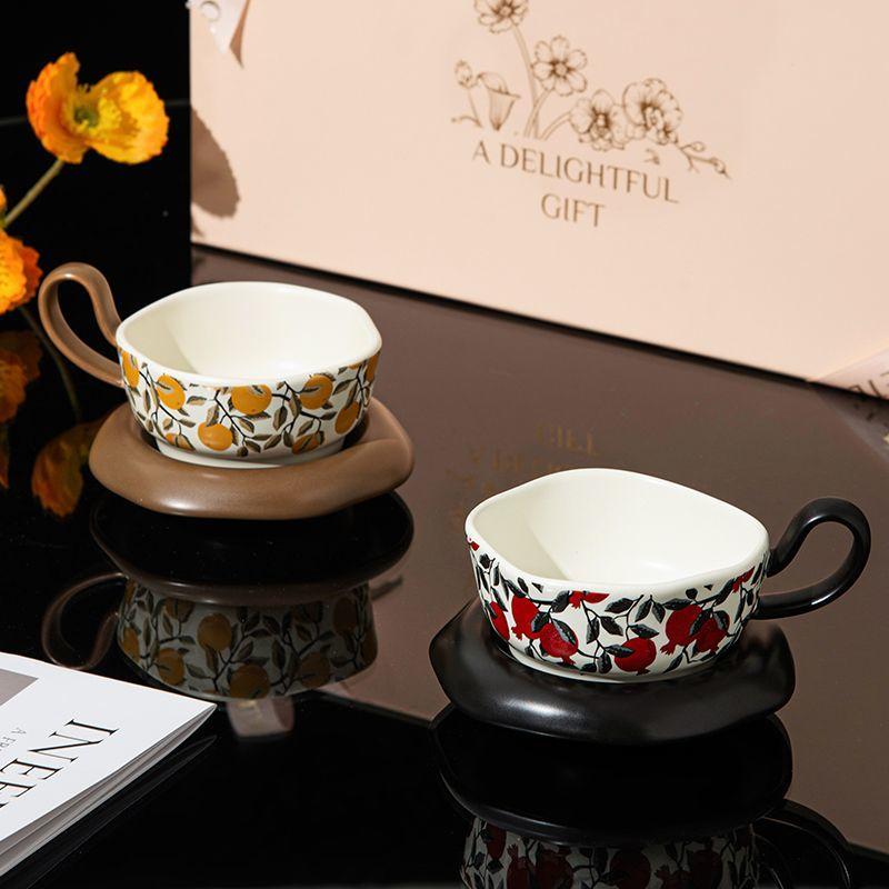 200ml Vintage Ceramic Coffee Cup and Saucer English afternoon Tea Cup and Saucer Home Office Cafe Drinkware Coffeeware Gift