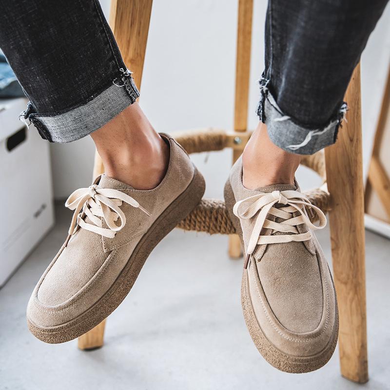 Fashion Cowhide Men's Shoes Fashionable Shoes Versatile Shoes Low Top Boots Retro Casual Leather Shoes Men's British Work Shoes