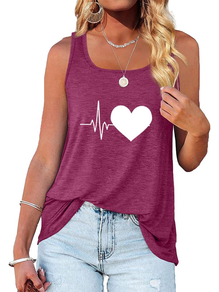 Женская модная майка с принтом, летняя повседневная футболка без рукавов с круглым вырезом