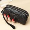 2024 Snake Embossed Clutch Bag Real Leather Women Wallets Fashion Serpentine Calfskin Long Purses Clutches For Ladies 3 Layers