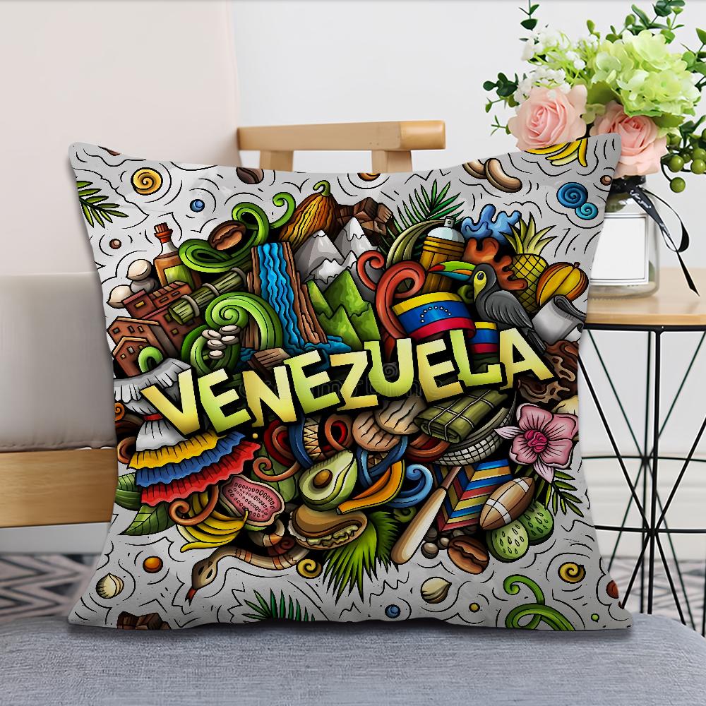 Aesthetic Art Venezuela Cushion Cover Soft Comfortable Pillow Case for Sofa Living Room Home Office Decor Protective Covers