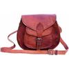Women Vintage Looking Brown Goat Leather Messenger CrossBody Bag Handmade Purse