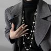 Elegant Double Layer Simulated Pearl Sweater Necklace For Women Female Collares Long Chain Necklace
