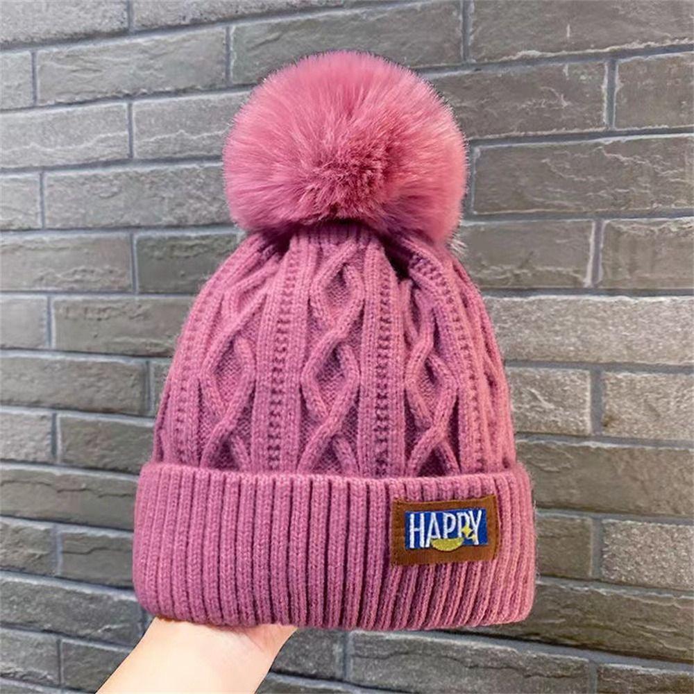 Keep Warm Knitted Cap Thickened Pompoms Hat Fashion Winter Hat  Women