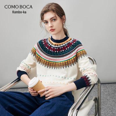Женский джемпер Kemengboka с жаккардовым узором Fair Isle из кашемира