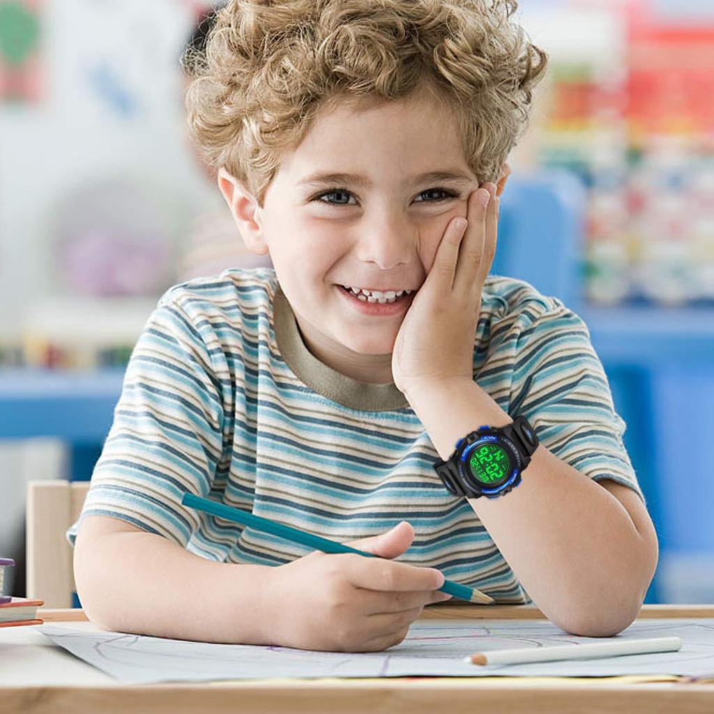 Watch Boys Sports Watch Outdoor Multifunctional Waterproof Alert Date Day Display Dual Time LED Analog Display Girls Boys Digital Watch Children's