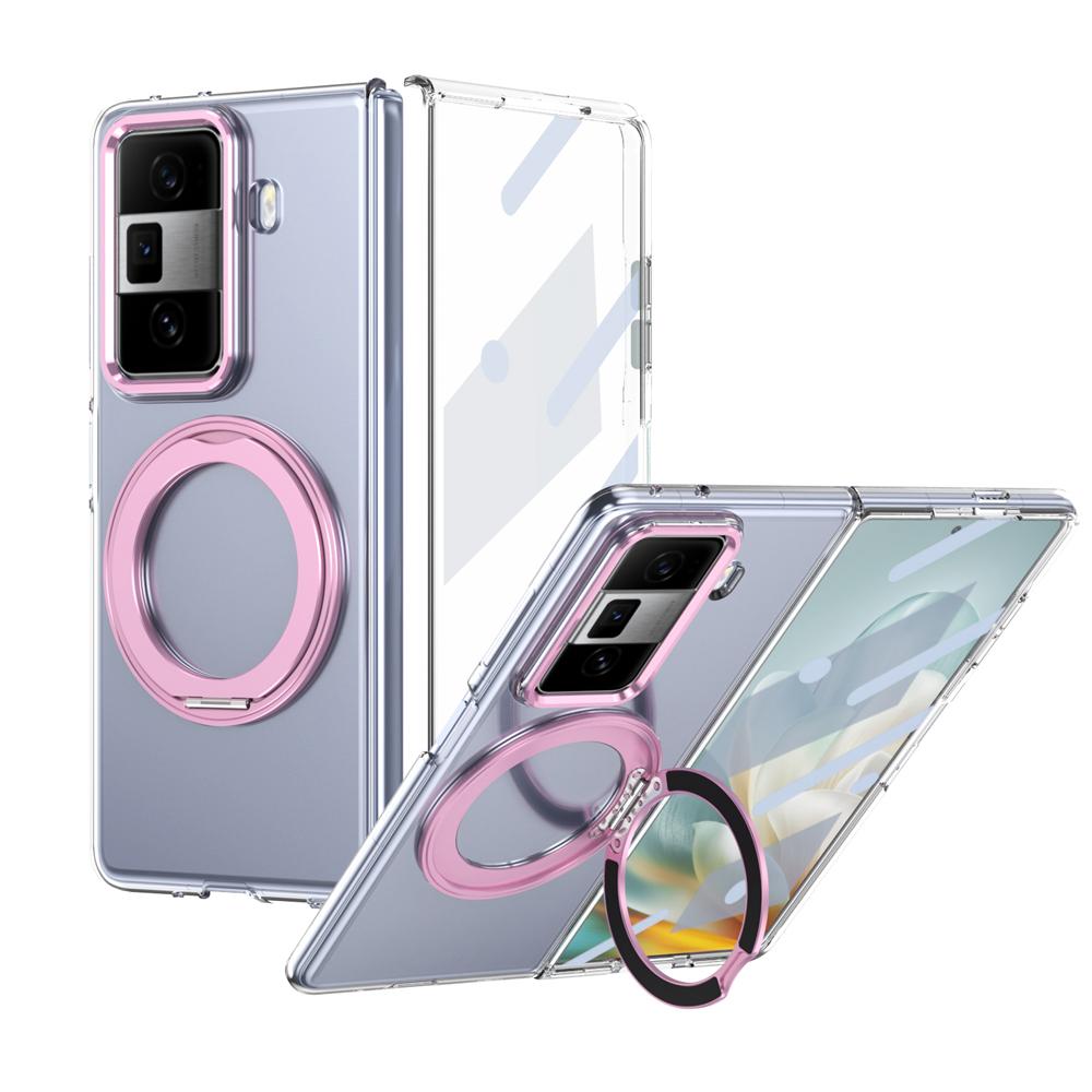 KEYSION Вращающийся на 360° магнитный чехол-подставка с кольцом для HONOR Magic Vs3, прозрачный жесткий чехол для ПК-телефона со стеклянным защитным экраном