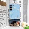 Забавный абстрактный чехол для телефона с акулой и черной кошкой для Samsung Galaxy S24+ S25 S23 Ultra S22 Plus S21FE M53 M34 M55 5G Матовый мягкий чехол
