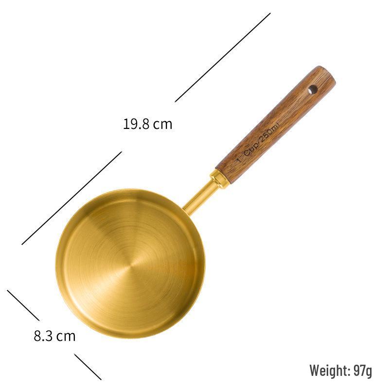 Набор мерных чашек и ложек из нержавеющей стали с золотым покрытием и ручками из акации, 8 предметов, кухонные инструменты для выпечки.