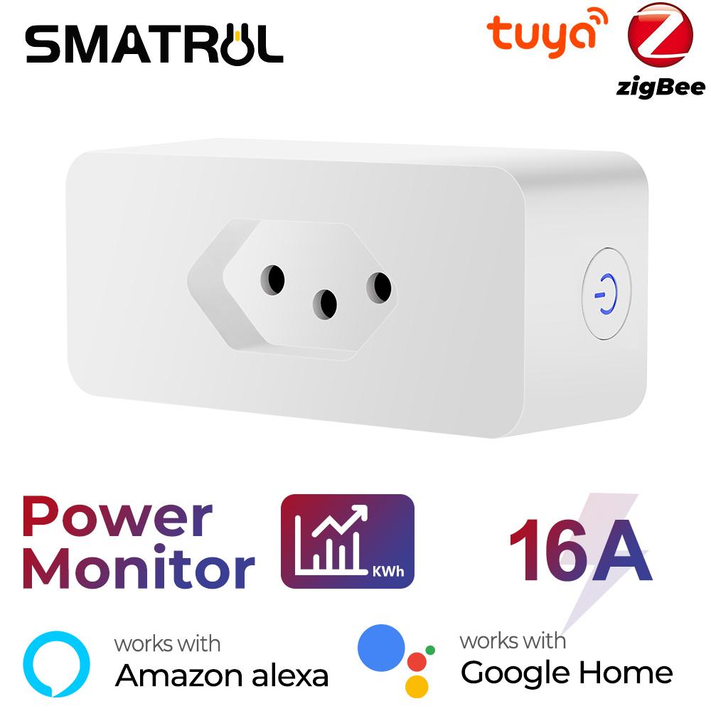 Бразилия Монитор мощности 16a Tuya Smart Zigbee Розетка Беспроводная розетка с адаптером таймера Голосовая работа с Alexa Google Home