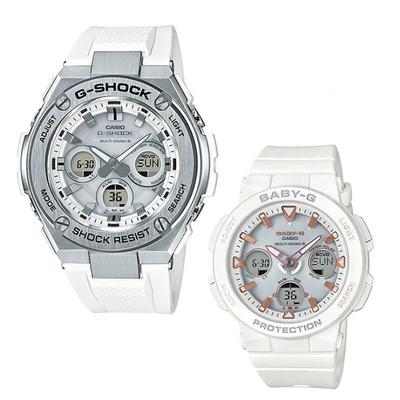 G-SHOCK & Baby-G Pair Watches, Model GST-W310-7AJF & BGA-2500-7AJF, Solar Radio-Controlled, White