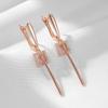 Простые глянцевые длинные серьги-подвески для женщин, модные, цвета розового золота, с натуральным цирконом, высокого качества, для повседневной носки, изящные ювелирные изделия
