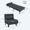 3-in-1 Sofa Bed Armchair with Adjustable Backrest and Cushion, in Linen-Effect Fabric and Steel, Dark Grey