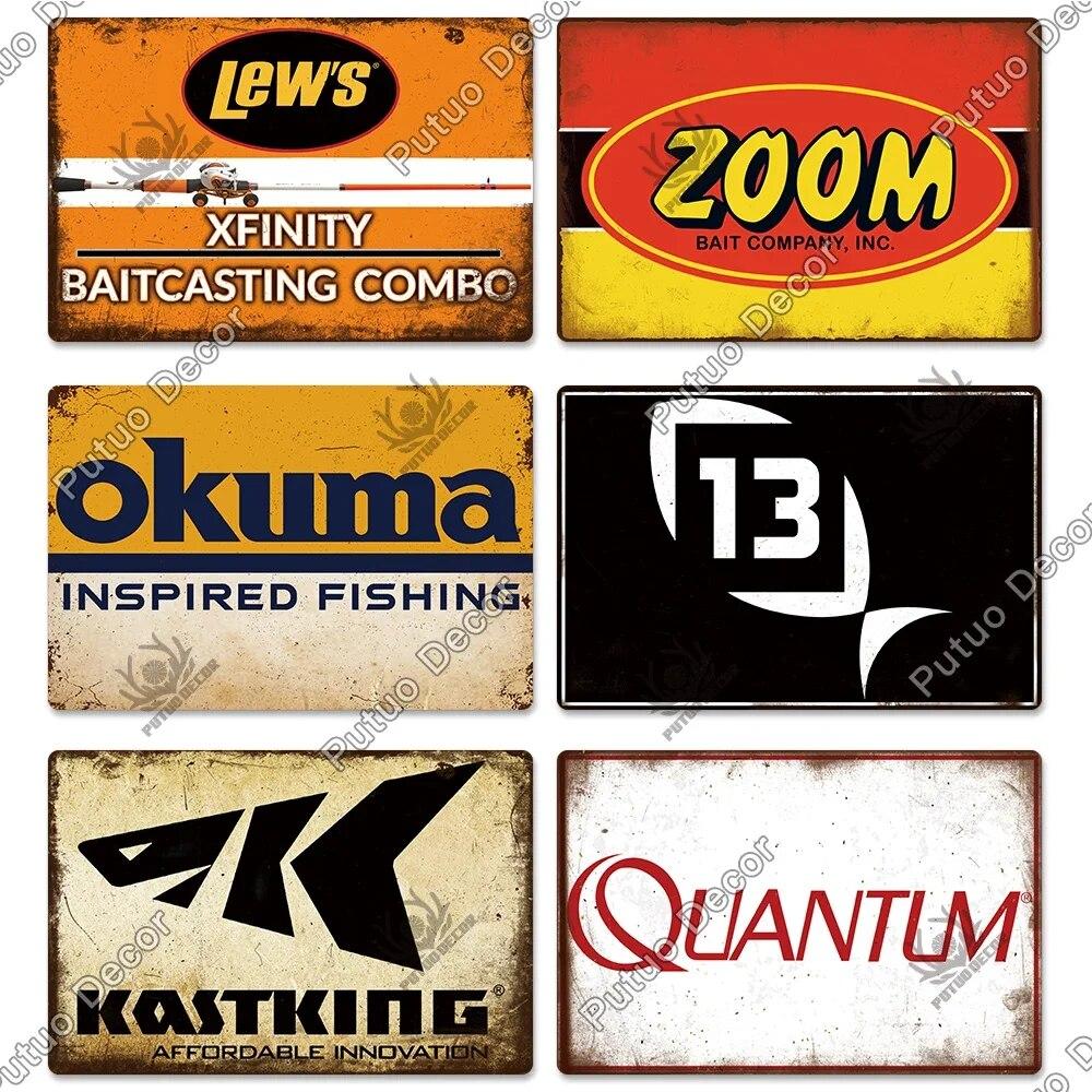 Putuo Decor Fishing Gear Retro Tin Sign Plaque Metal Plate Vintage Wall Art Poster Decoration for Tackle Shop Home Iron Painting