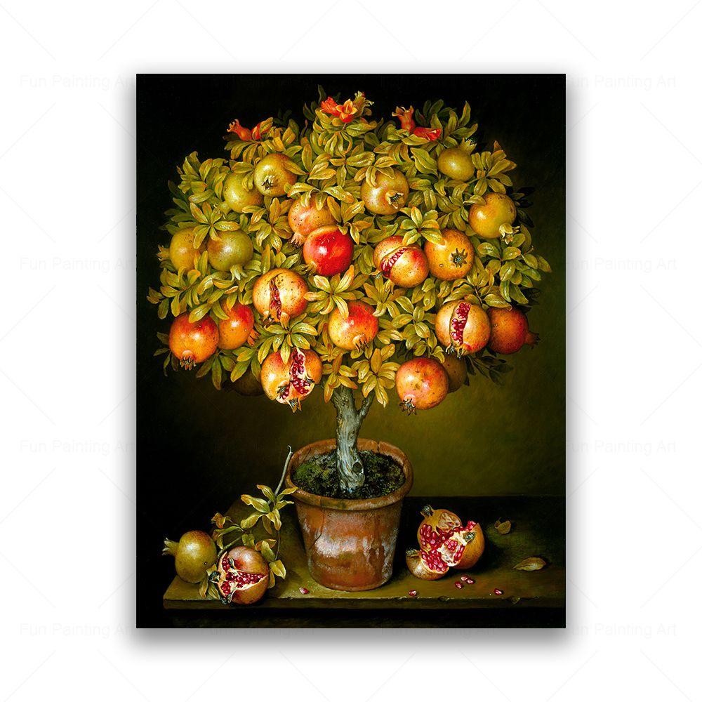 Винтажное фруктовое дерево, натюрморт, холст, картина, персик, гранат, яблоко, лимон, апельсин, принты, постеры, настенная картина, декор для кухни