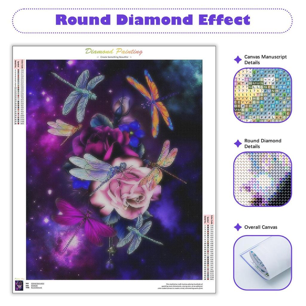 Frame Diamond Painting Dragonfly Animal Rhinestones 5D DIY Embroidery Cross Stitch Rose Mosaic Handmade Gift 30x40cm