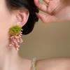 Garden spring beaded fringed flower sea waterfall stud earrings small fresh Mori sweet earrings early spring atmosphere earrings