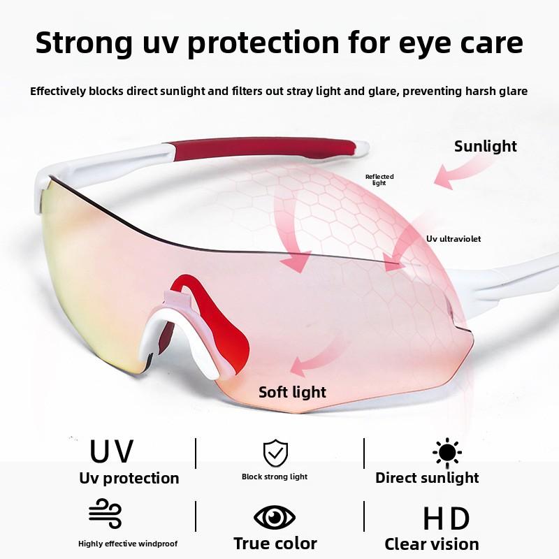 Flat Replacement Cycling Glasses Day and Night TR90 Anti-ultraviolet Discoloration Goggles Outdoor Running Glasses