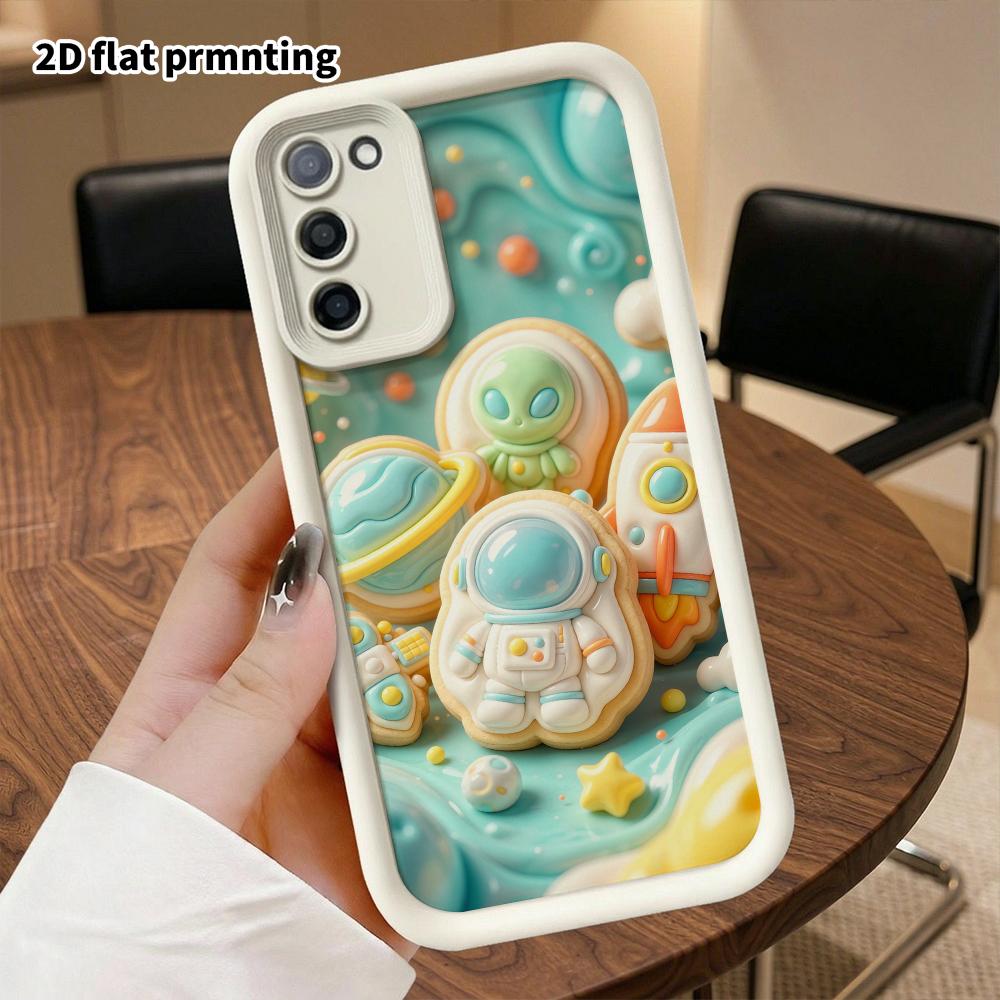 Phone Case: 2D flat, suitable for Samsung Galaxy A34 A35 M05 M06 S20 S22 S21 FE Plus 5G protective cases, space-themed cookies, perfect Christmas and