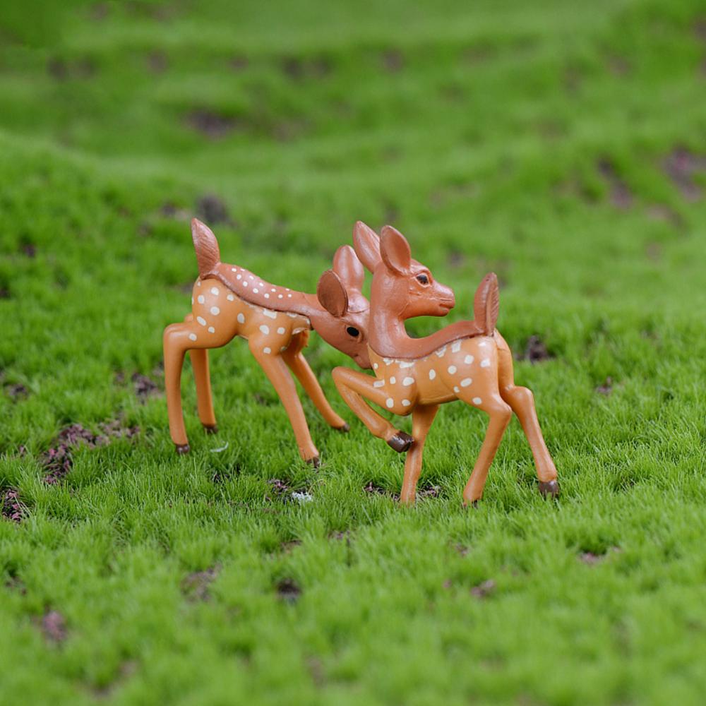 Home Decor Moss Fairy Garden Terrarium Bonsai Sika Deer Animal Figurine Ornament Miniature