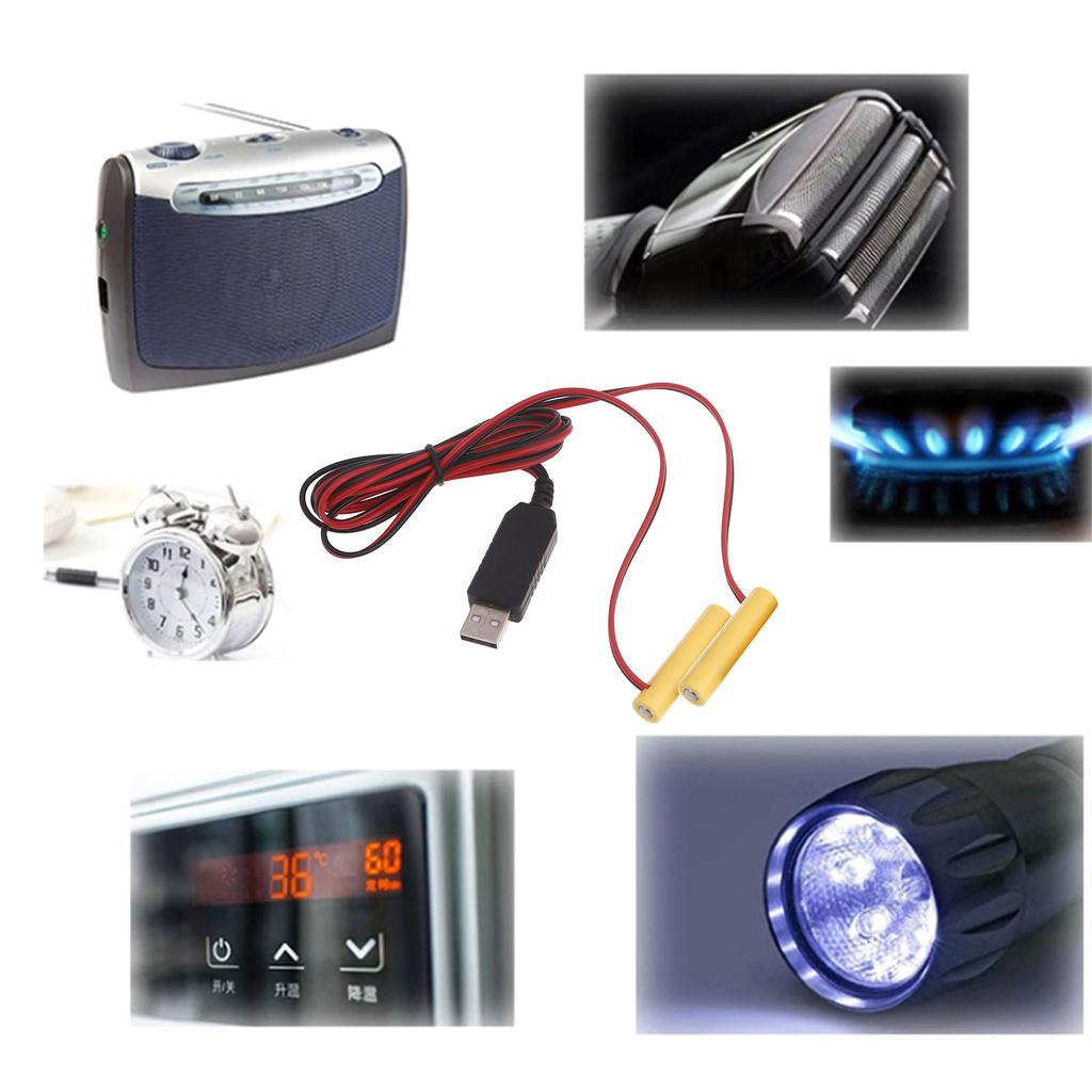 USB To 1.5V 3V 4.5V 6V Dummy Battery Power Cable for LR03 AAA Battery Eliminators for LED Light Radios Toy Clocks