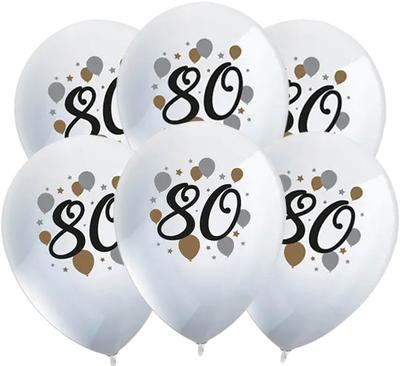 Latex Balloons Number 80 Birthday 6 Pcs