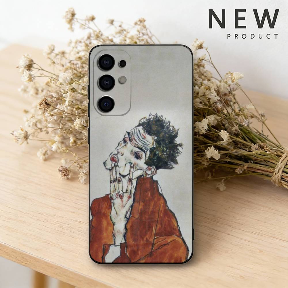 E-Egon S-Schiele Art Phone Case For Samsung S26,25,24,23,22,21,20,30,Ultra,Plus,Fe,Lite Black Shell