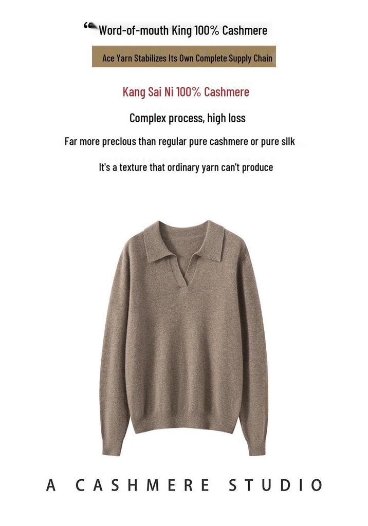 Leka Sha Women's 100% Cashmere Knit Long Sleeve Base Layer Top, Pullover, Solid Color, Autumn/Winter Sweater
