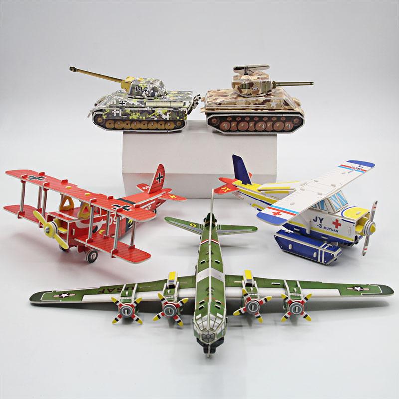 Детские DIY военные самолеты танк бумажные головоломки 3D головоломки собраны обучающие игрушки ручной работы