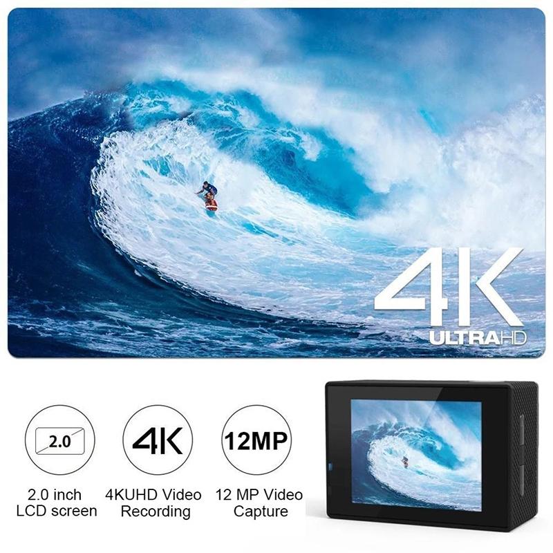 Экшн-камера 4K, 1080P/30FPS, Wi-Fi, 2,0 дюйма, 170D, подводная водонепроницаемая камера для записи видео на шлем, спортивные камеры, уличная мини-камера