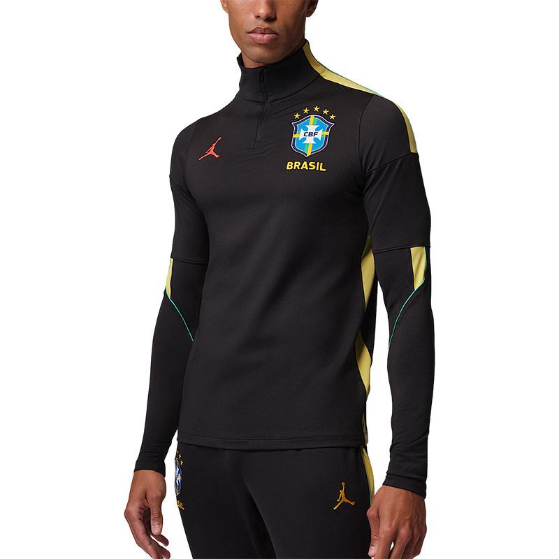 Мужская футболка для футбола Jordan Dri Fit Strike сборной Бразилии, быстросохнущая, приталенная, с длинным рукавом