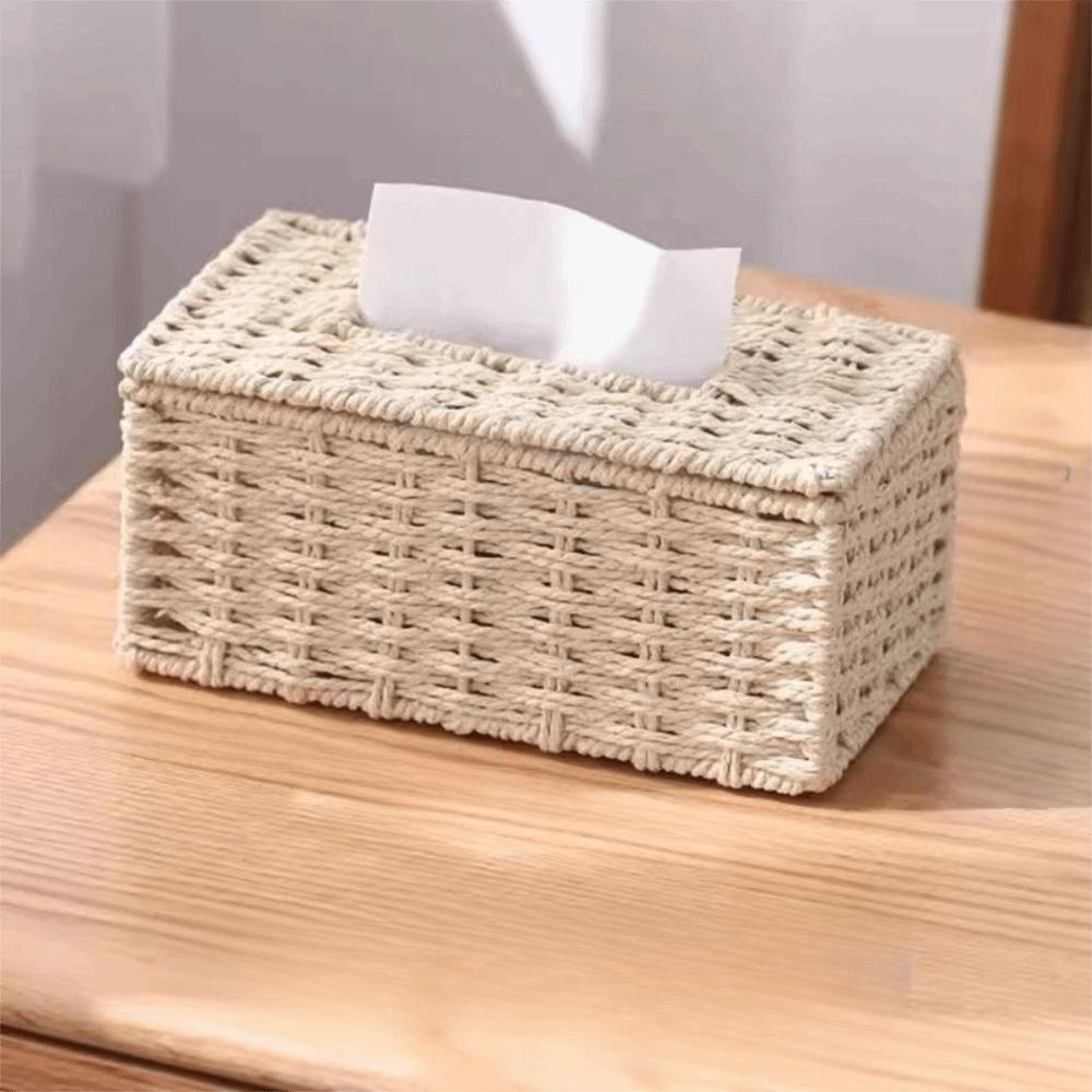 Handmade Imitation Rattan Tissue Case Decoration Tissue Paper Container Living Room