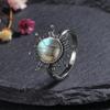Round 10mm Labradorite Rings for Women Vintage Ring Finger Ring Retro Rings Jewelry Party Gift